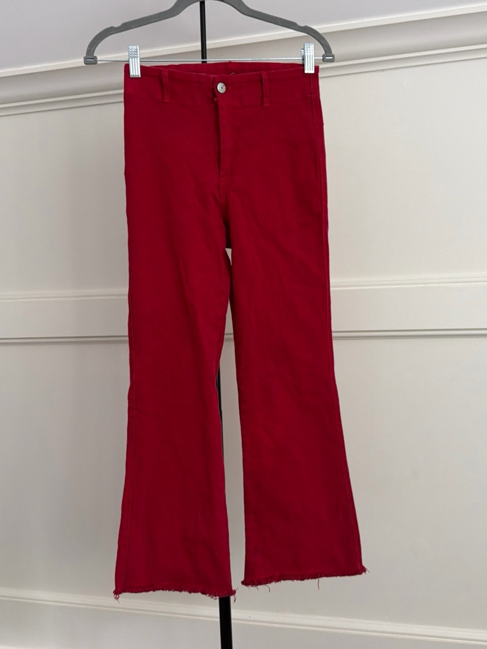 LA MIEL Red Flare raw hemmed Jeans size XS